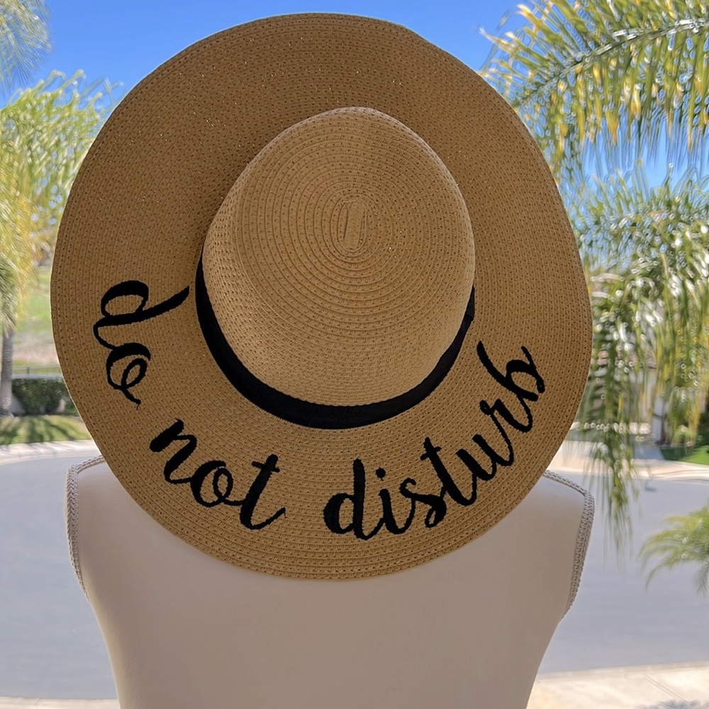 C.C Women's Paper Weaved Crushable Beach Embroidered Quote Floppy Brim S…